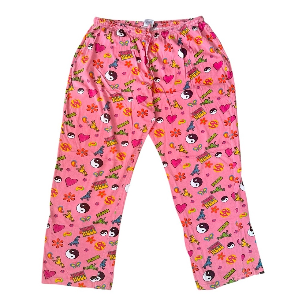 Peace Frogs Pink Y2K Lounge Pants Size Large